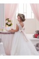 Buy Ivory Ball Gown Bateau Neck Chapel Train V-Back Flower Girl Dress UK