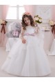Buy Ivory Ball Gown Bateau Neck Long Chapel Train Sleeveless Flower Girl Dress UK