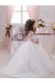 Buy Ivory Ball Gown Bateau Neck Long Chapel Train Sleeveless Flower Girl Dress UK