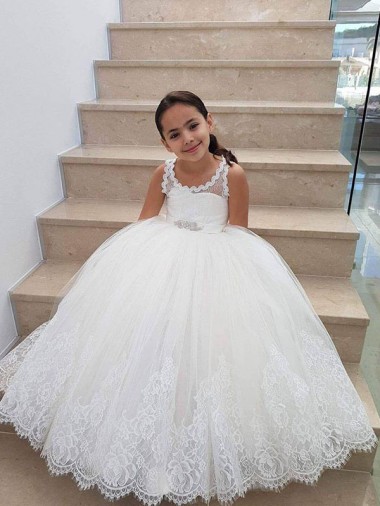Buy Ivory Ball Gown Floor Length Flower Girl Dress UK