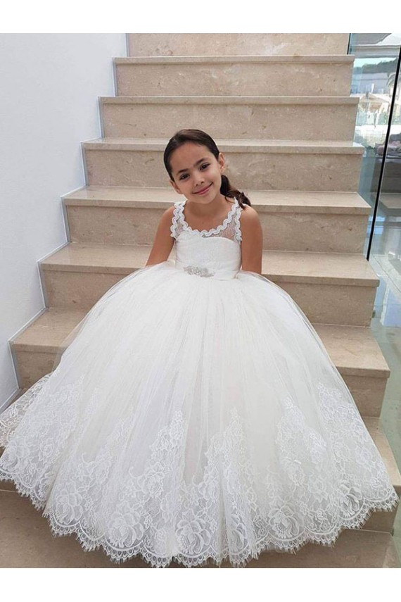 Buy Ivory Ball Gown Floor Length Flower Girl Dress UK