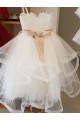 Buy Ivory Ball Gown High Neck Floor Length Flower Girl Dress UK