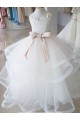 Buy Ivory Ball Gown High Neck Floor Length Flower Girl Dress UK
