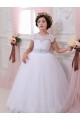 Buy Ivory Ball Gown Sweetheart Chapel Train Cap Sleeve Flower Girl Dress UK