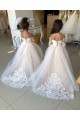 Buy Ivory Ball Gown Sweetheart Chapel Train Long Sleeve Flower Girl Dress UK