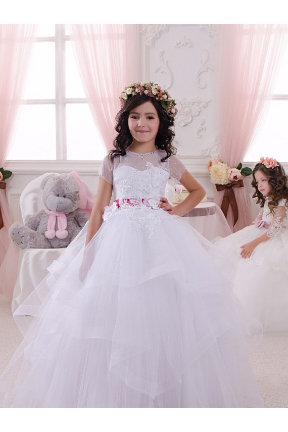 Buy Ivory Ball Gown Sweetheart Floor Length Flower Girl Dress UK