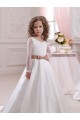 Buy Ivory Ball Gown V-Neck Chapel Train Long Sleeve Flower Girl Dress UK