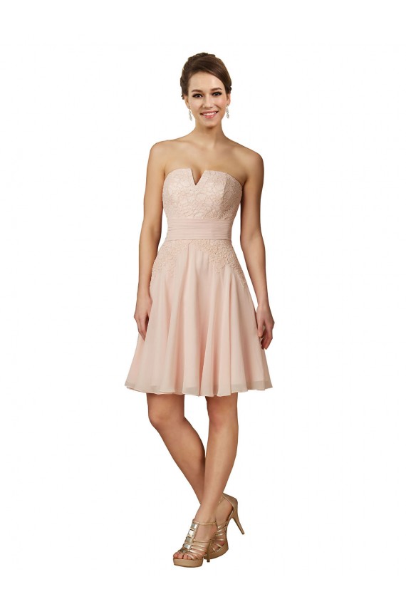 Buy Lace and Chiffon Bridesmaid Dress / Cocktail Dress with Unique Neckline UK