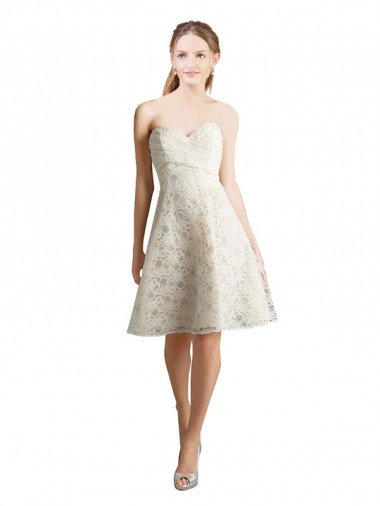 Buy Lace Bridesmaid Dress / Cocktail Dress with Draped Sweetheart Neckline UK