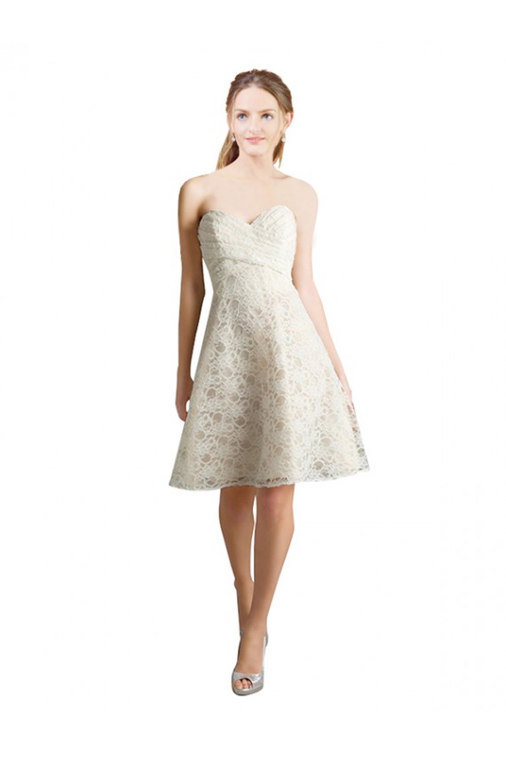 Buy Lace Bridesmaid Dress / Cocktail Dress with Draped Sweetheart Neckline UK