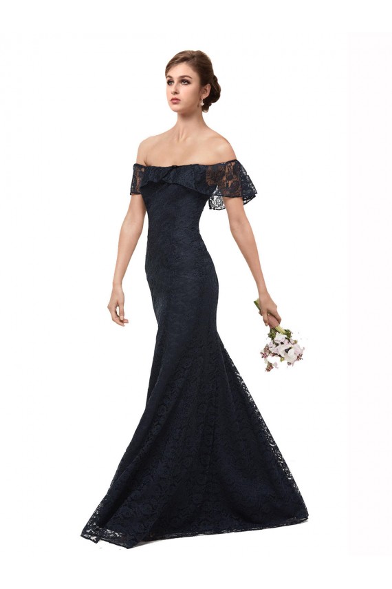 Buy Off the Shoulder Long Lace Bridesmaid Dress / Prom Dress with Flutter Sleeves UK