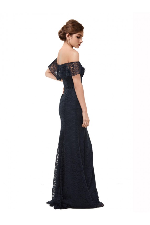 Buy Off the Shoulder Long Lace Bridesmaid Dress / Prom Dress with Flutter Sleeves UK