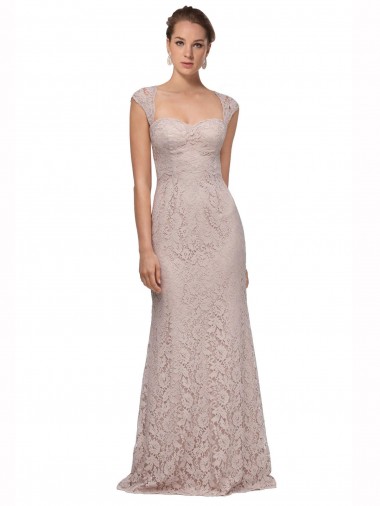Buy Sweetheart Neckline Cap Sleeves Lace Bridesmaid Dress / Prom Dress with Twist UK