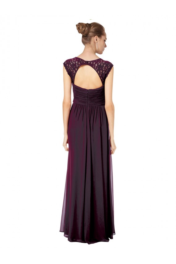 Buy Long Chiffon Sweetheart Bridesmaid with Lace Straps and Keyhole Back UK