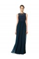 Buy Long Chiffon Bridesmaid Dress with Lace Sleeveless Bodice and Keyhole Back UK