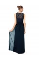 Buy Long Chiffon Bridesmaid Dress with Lace Sleeveless Bodice and Keyhole Back UK