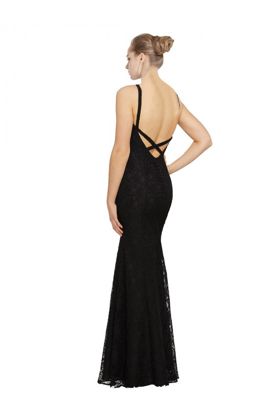 Buy Fitted Lace Bridesmaids Dress with Jewel Neckline and Open Back UK