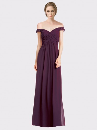 Buy Sweetheart Long Bridesmaid Dress with Off the Shoulder Cap Sleeve Lace Bodice UK