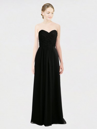 Buy Long Strapless Lace Bodice Bridesmaid Dress with Sweetheart Neckline and Criss-Cross Pleats UK