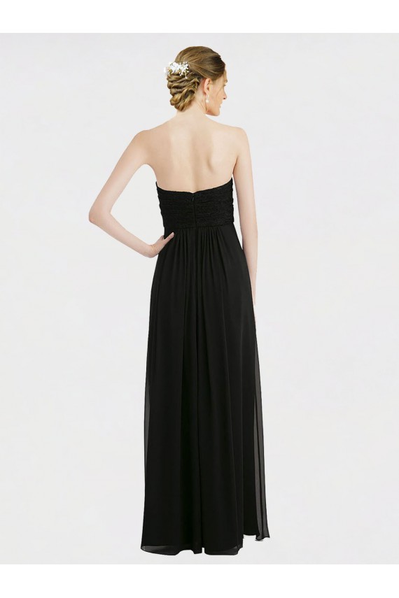 Buy Long Strapless Lace Bodice Bridesmaid Dress with Sweetheart Neckline and Criss-Cross Pleats UK