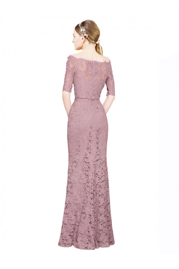 Buy Short Sleeves Crop Top Mermaid Lace Bridesmaid Dress / Prom Dress UK