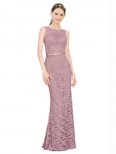 Buy Sleeveless Crop Top High Neck Mermaid Lace Bridesmaid Dress / Prom Dress UK