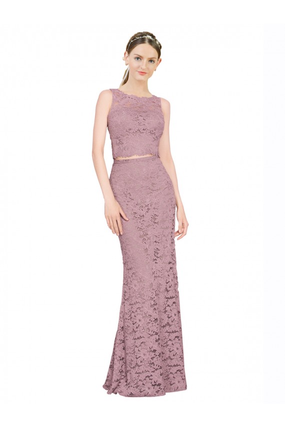 Buy Sleeveless Crop Top High Neck Mermaid Lace Bridesmaid Dress / Prom Dress UK