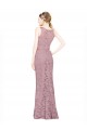 Buy Sleeveless Crop Top High Neck Mermaid Lace Bridesmaid Dress / Prom Dress UK