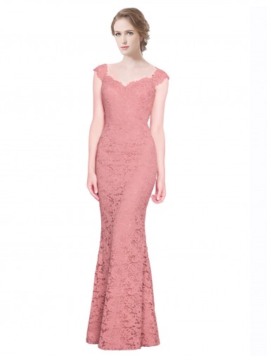 Buy Sweetheart Mermaid Long Lace Bridesmaid Dress / Prom Dress with Wide Straps UK