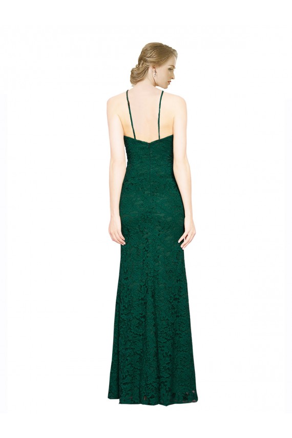 Buy High Illusion Halter Neck Long Lace Bridesmaid Dress / Prom Dress UK