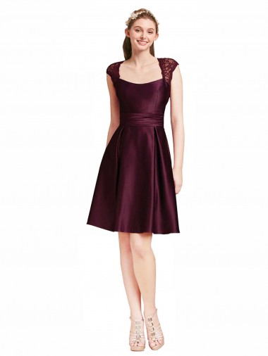 Buy Short Knee Length Lace Cocktail Bridesmaid Dress with Square Neck UK