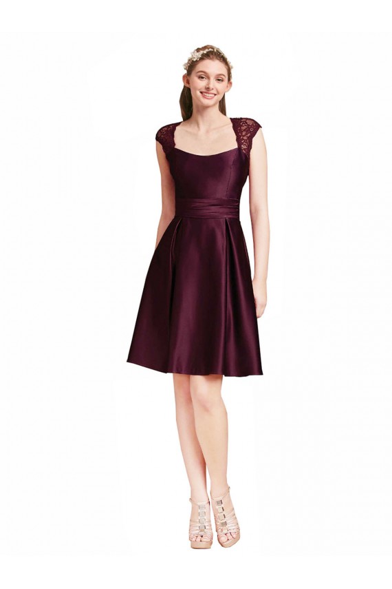 Buy Short Knee Length Lace Cocktail Bridesmaid Dress with Square Neck UK