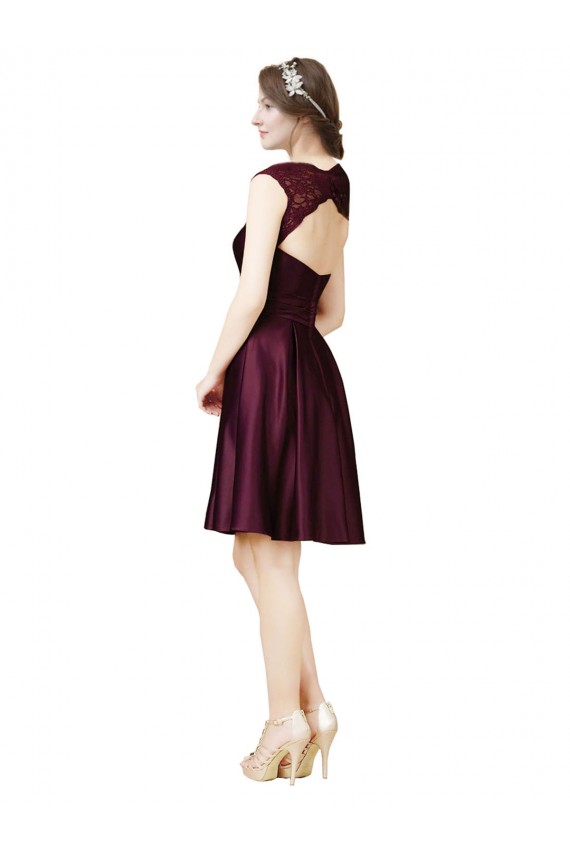 Buy Short Knee Length Lace Cocktail Bridesmaid Dress with Square Neck UK