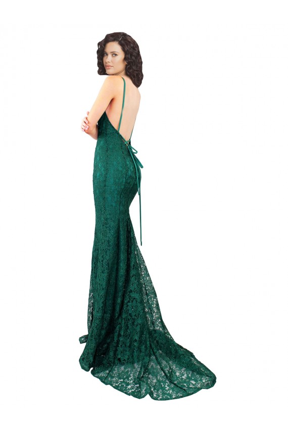 Buy Black Tie Sleek Fishtail Shaped Long Lace Bridesmaid Dress / Prom Dress UK
