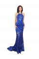 Buy High Neck Long Open Back Lace Bridesmaid Dress / Prom Dress with Train UK
