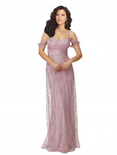 Buy Sweetheart Chantilly Lace Bridesmaid Dress with Off the Shoulder Sleeves UK