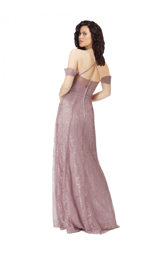 Buy Sweetheart Chantilly Lace Bridesmaid Dress with Off the Shoulder Sleeves UK