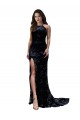 Buy Formal High Neckline Lace Open Back Bridesmaid Dress / Prom Dress with High Slit UK