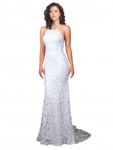 Buy Mermaid Fitted High Neck Low Back Fishtail Wedding Dress UK