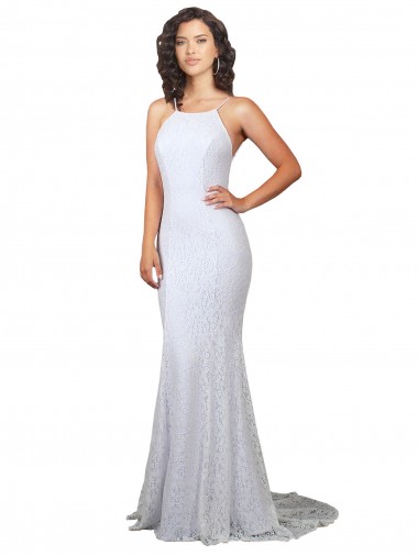 Buy High Neck Backless Lace Wedding Dress with Plunging Low Back UK