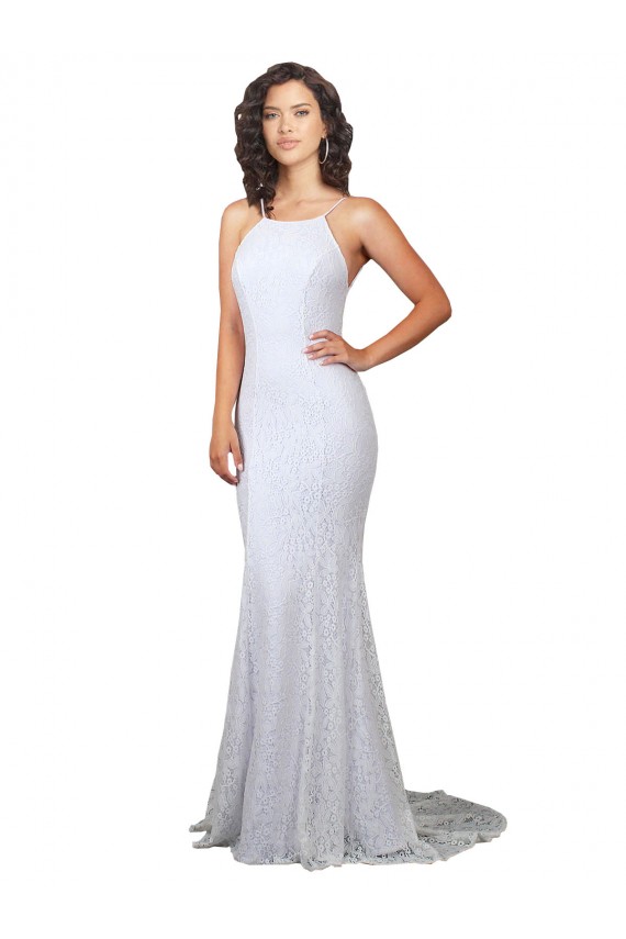 Buy High Neck Backless Lace Wedding Dress with Plunging Low Back UK