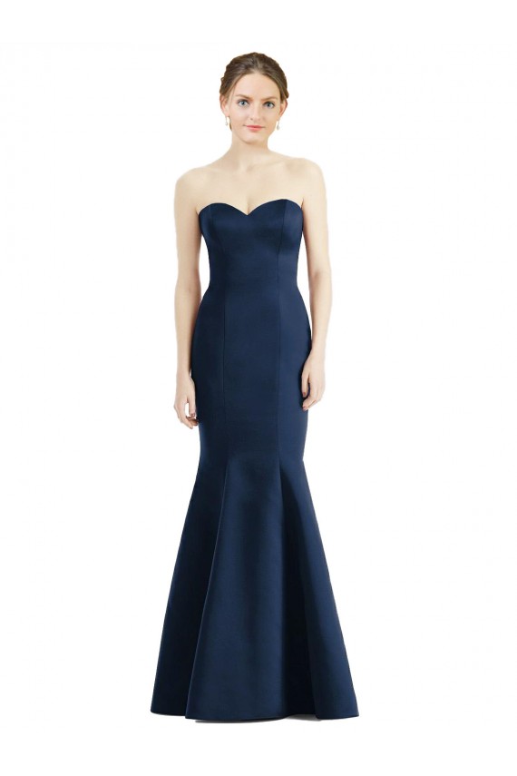 Buy Long Mermaid Full Length Strapless Satin Bridesmaid Dress UK