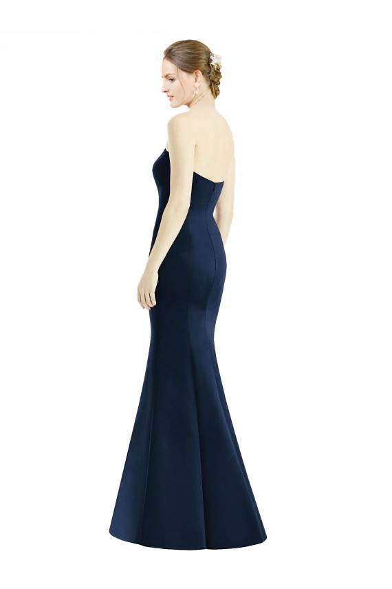 Buy Long Mermaid Full Length Strapless Satin Bridesmaid Dress UK