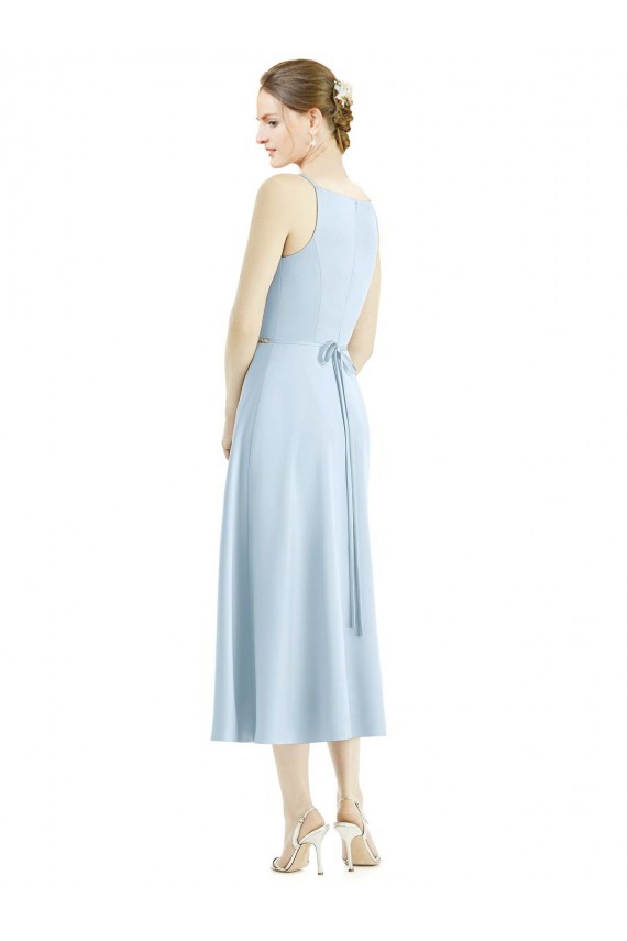 Buy Short Tea Length V-Neck Satin Bridesmaid Dress UK