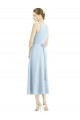 Buy Short Tea Length V-Neck Satin Bridesmaid Dress UK