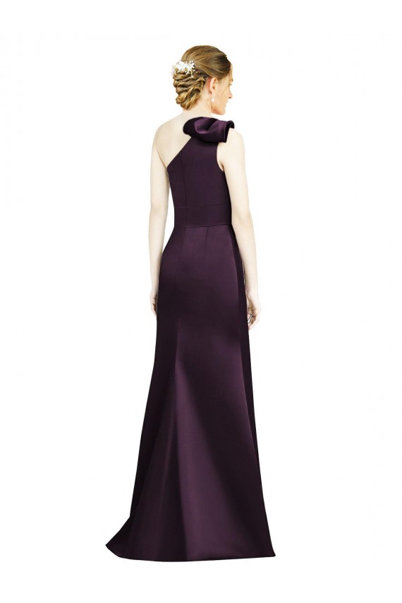 Buy Full Length One Shoulder Satin Bridesmaid Dress with Bow Shoulder Detail UK