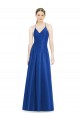 Buy Full Pleated V-Neck Long Satin Bridesmaid Dress with Criss Cross Open Back UK