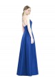 Buy Full Pleated V-Neck Long Satin Bridesmaid Dress with Criss Cross Open Back UK