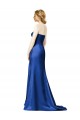 Buy Faux Wrap A-Line Long Satin Bridesmaid Dress with Draped Bodice UK