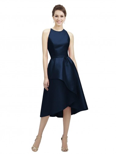 Buy Halter Neck Short Tea Length Sleeveless Satin Bridesmaid Dress UK